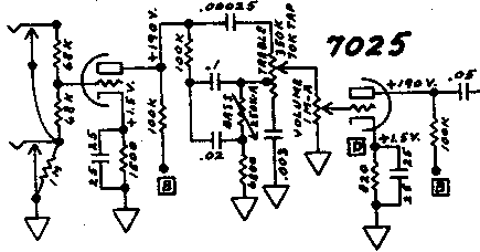 Fender 6G7-A Bandmaster preamp circuit